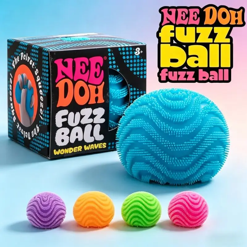 Nee Doh Fuzz Ball Blind Box Serie, Weicher Stressabbau-Fuzzy-Ball, Schreibtisch-Dekoration, Spaßiges Quetschspielzeug zur Stresslinderung.