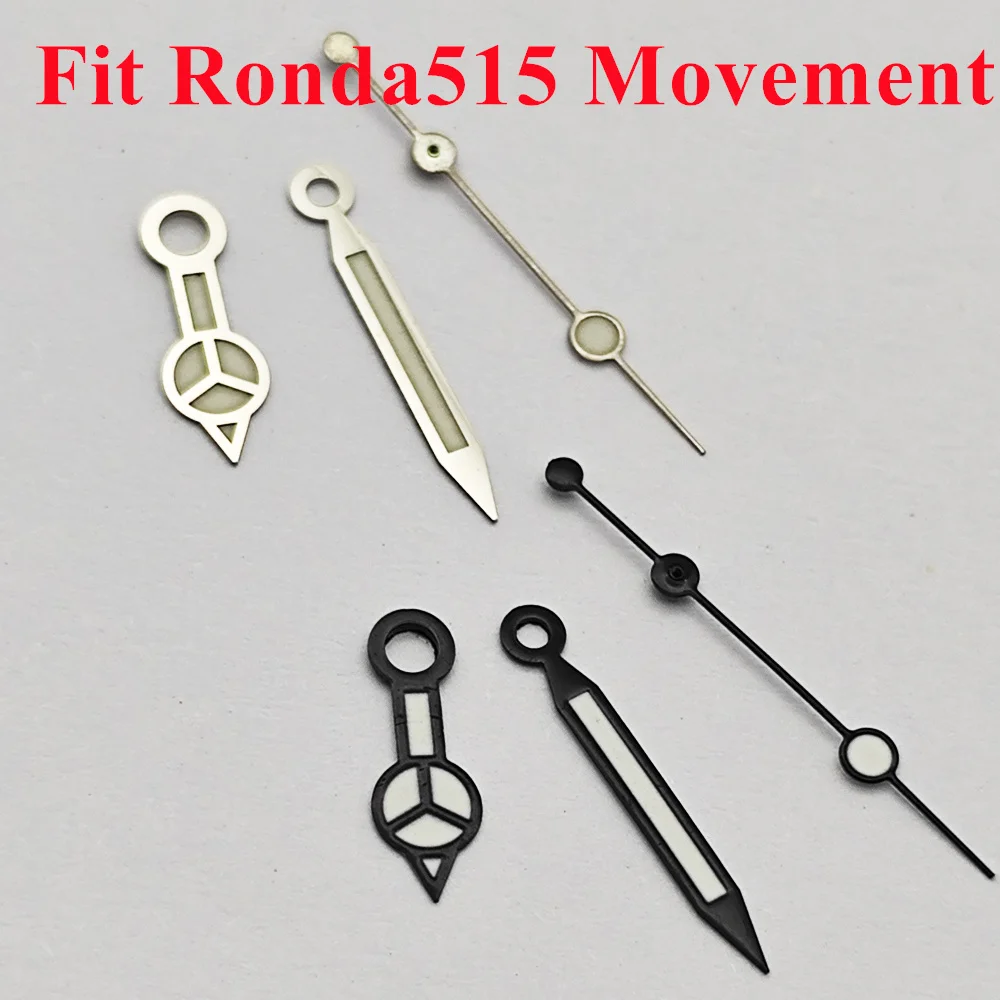 RICHUS Ronda515 GMT Watch Hands Silver Black Watch Hands Blue Green Luminous Fit Ronda 515 Quartz Movement Watch Accessory Part