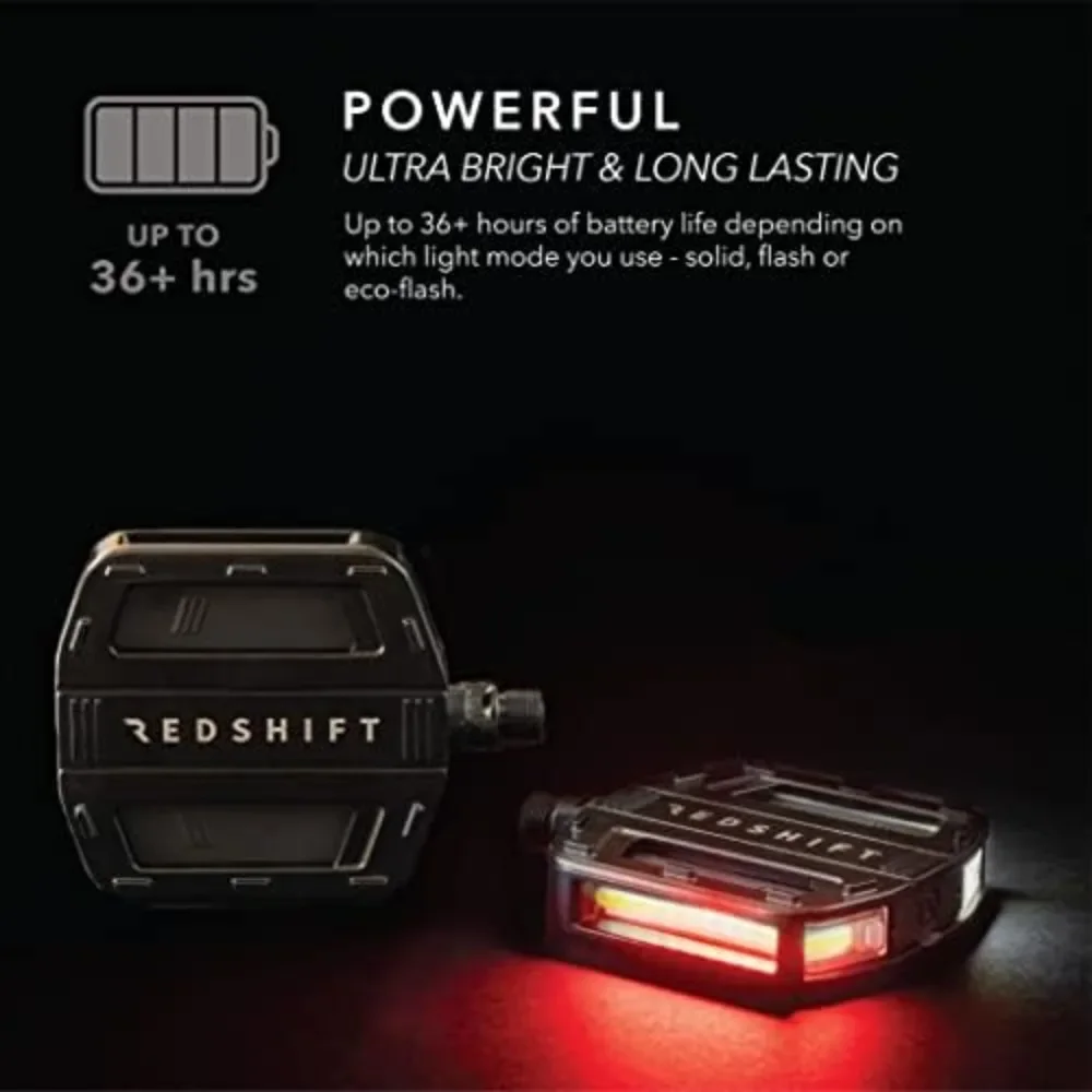 Bicycle Pedals with LED Lights, Auto On-Off, 36+ hr Battery, USB Rechargeable, Waterproof