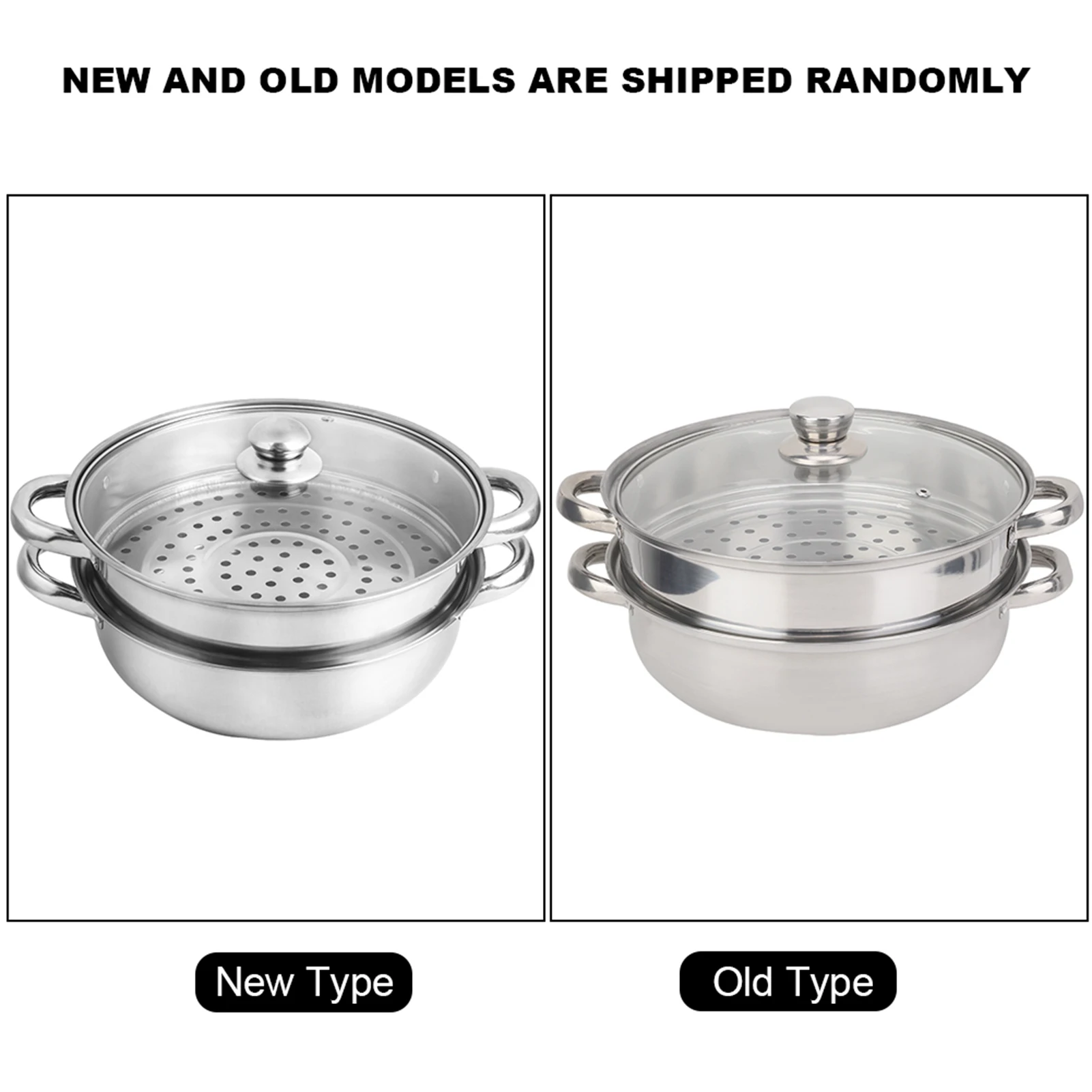 Stainless Steel Cookware 27cm 2 Layer Steamer Pot Cooker Double Boiler Soup Steaming Pot for Home Kitchen