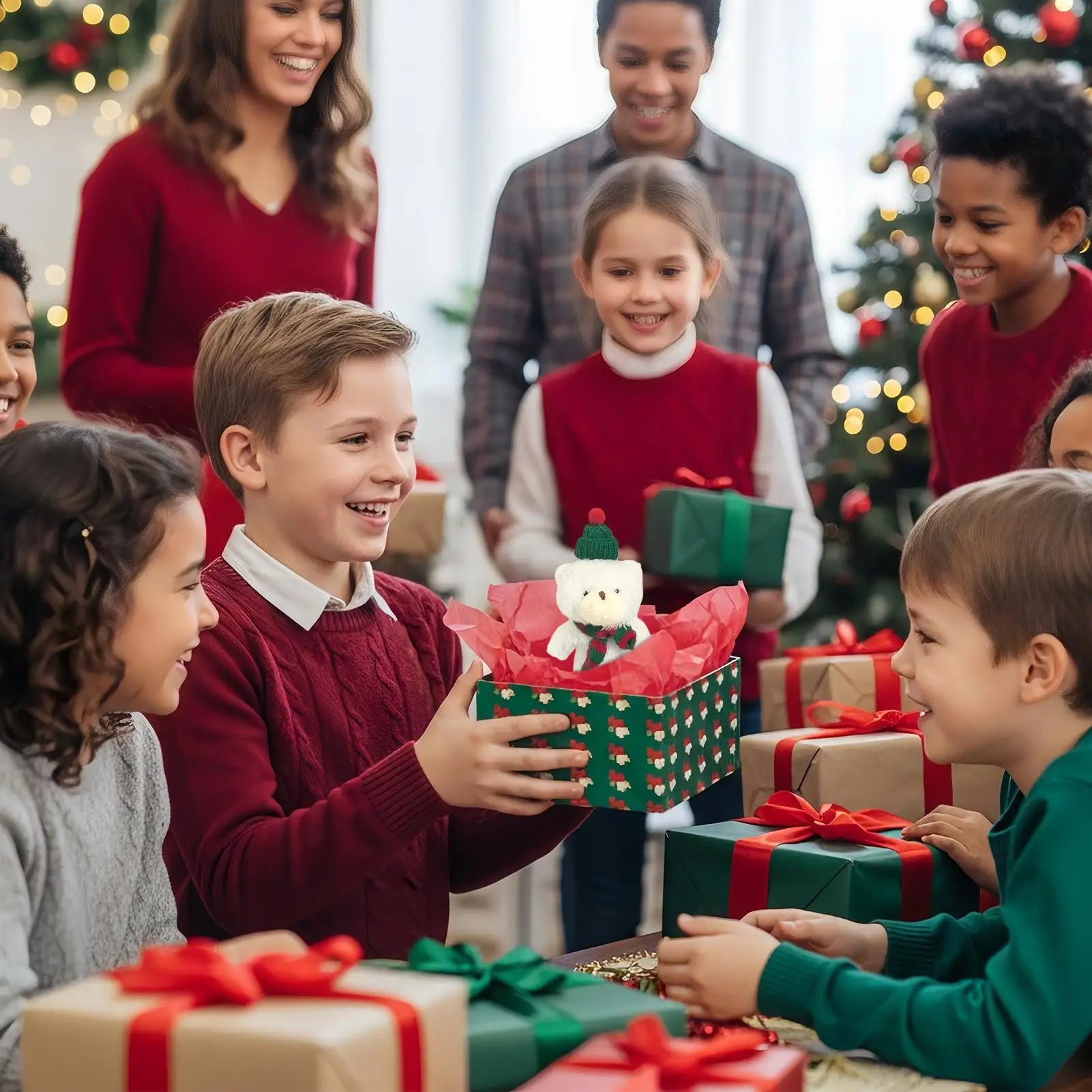 Taschenanhänger, weicher Bär, Schlüsselanhänger, Ornamente, Plüschpuppenanhänger mit Schal und Mütze für Kinder, Erwachsene, Jungen, Mädchen, Geburtstag, Abschlussfeier