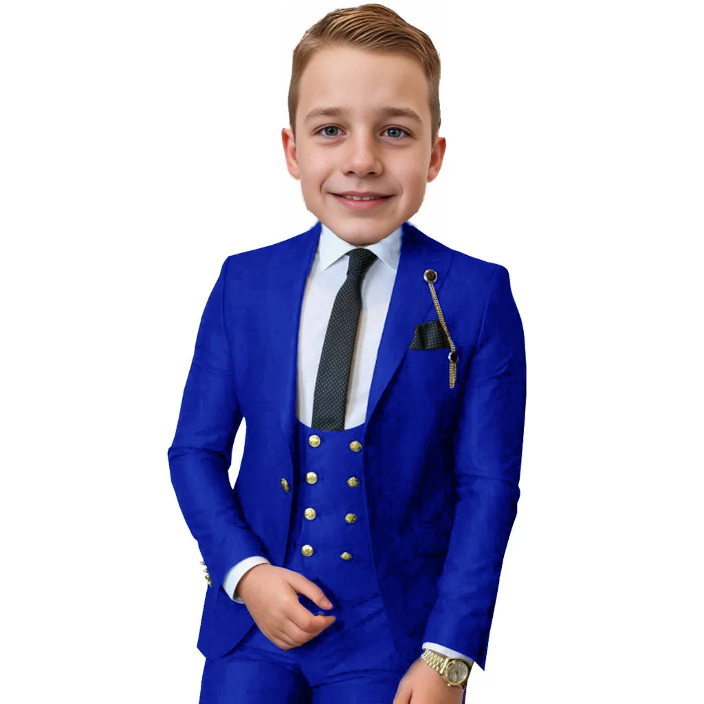 Black Boys Suits Jacket Pants Vest Three Pieces Formal Tuxedos Wedding  Blazer Classic Suit For Boy Prom Evening Party Dress 