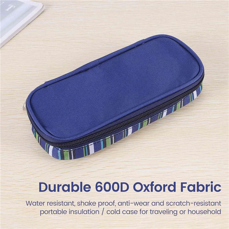 ABQR Insulin Cooler Travel Case Diabetic Medication Organizer Medicals Cooler Bag Waterproof and Insulation Liner(Navy Blue)