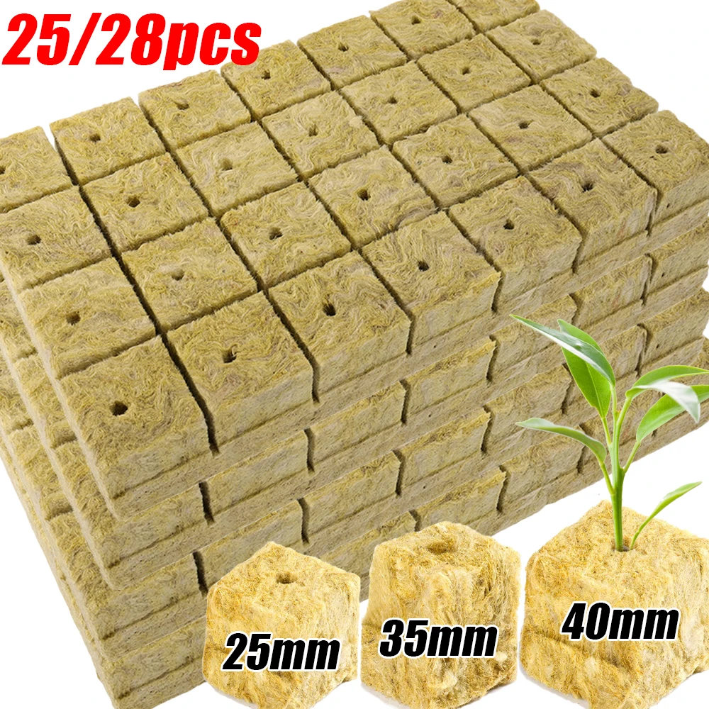 25/35/40MM Planting Sponge Rock Wool Starter Plugs Hydroponic Grow Media Cubes Home Greenhouse Garden Seedling Block Accessories