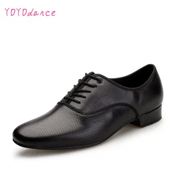 Leather Dance Shoes Men Sneakers Black Latin Ballroom Shoes Flat Heel Dance Shoes for Men Heel Plug Size Ballroom Men Shoes