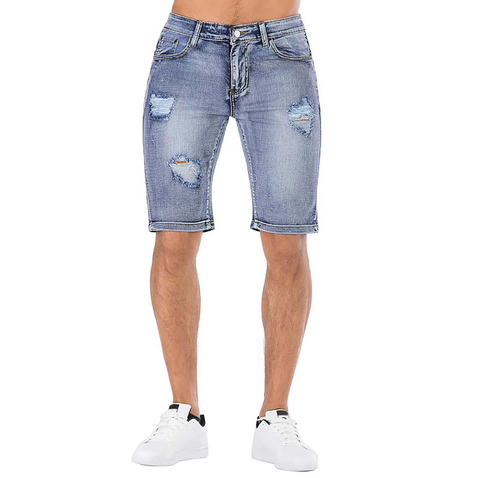 Calça jeans curta stretch slim fit masculina, shorts jeans elásticos, roupas de marca masculina, moda casual de alta qualidade, verão, nova