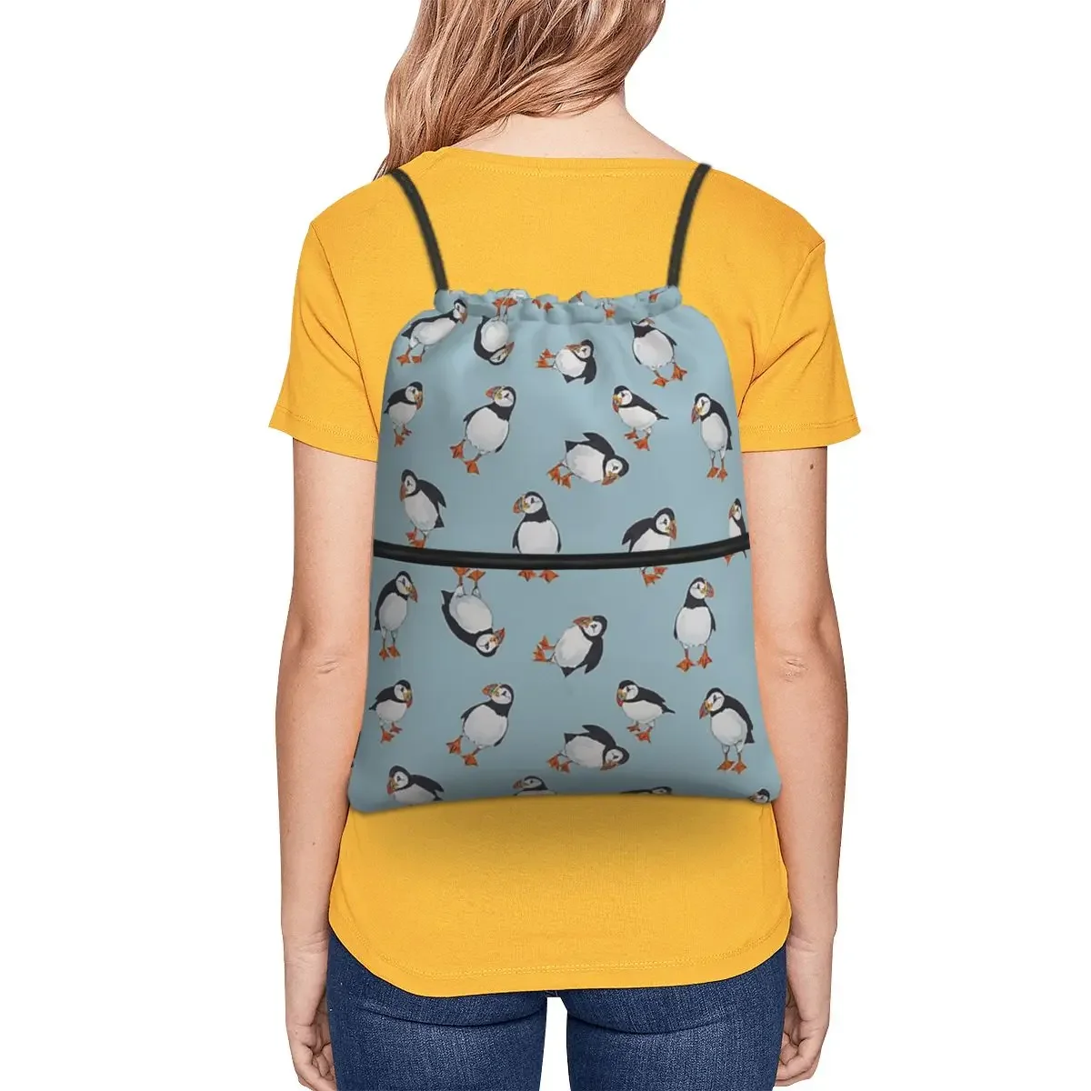 Perfectly Perfect Puffins Backpacks Drawstring Bag Multi-function Drawstring Bundle Pocket Shoes Bags For School Students