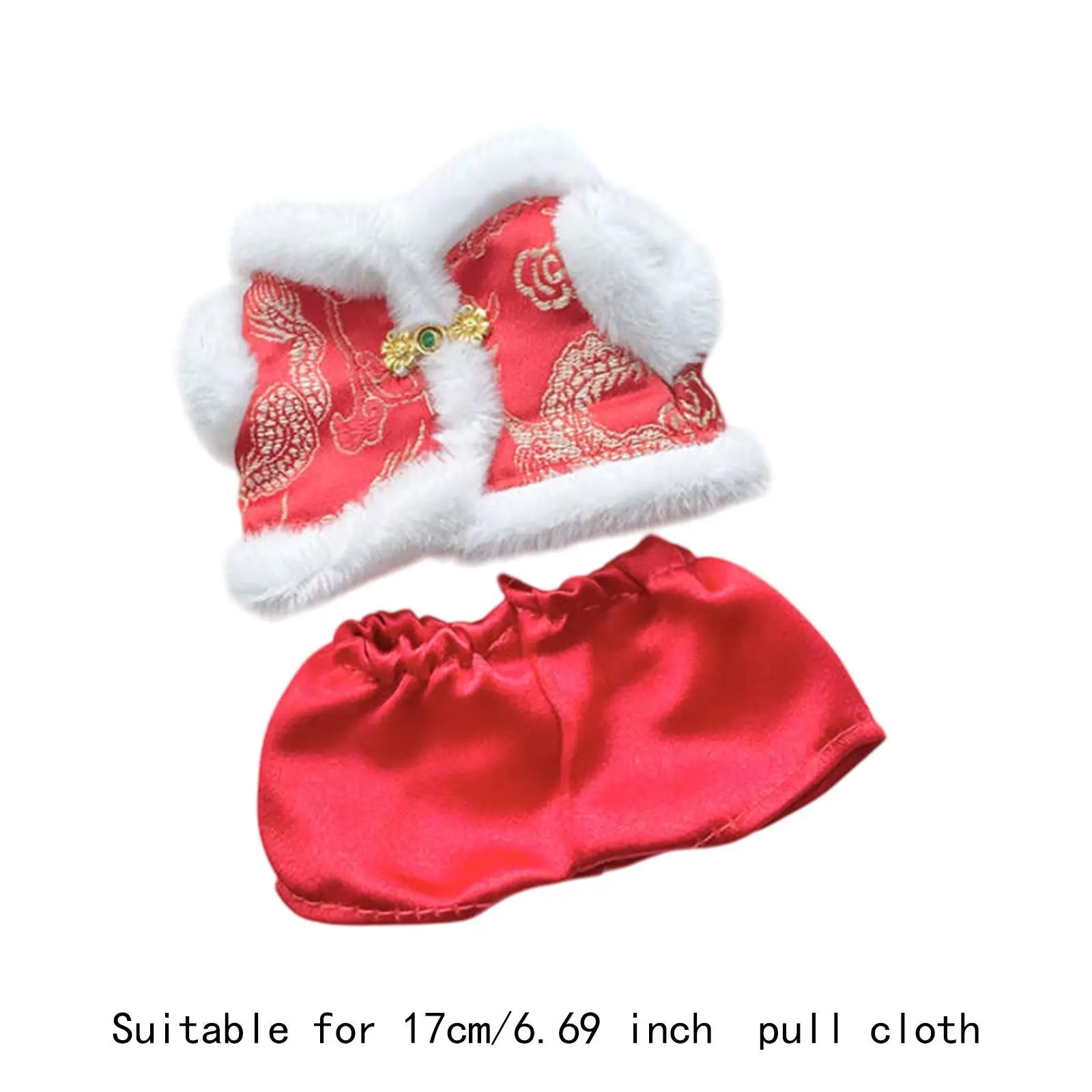 Roupas de boneca de pelúcia para 17cm boneca tang terno foto adereços moda confortável bonito vestir-se roupas de boneca traje de ano novo chinês