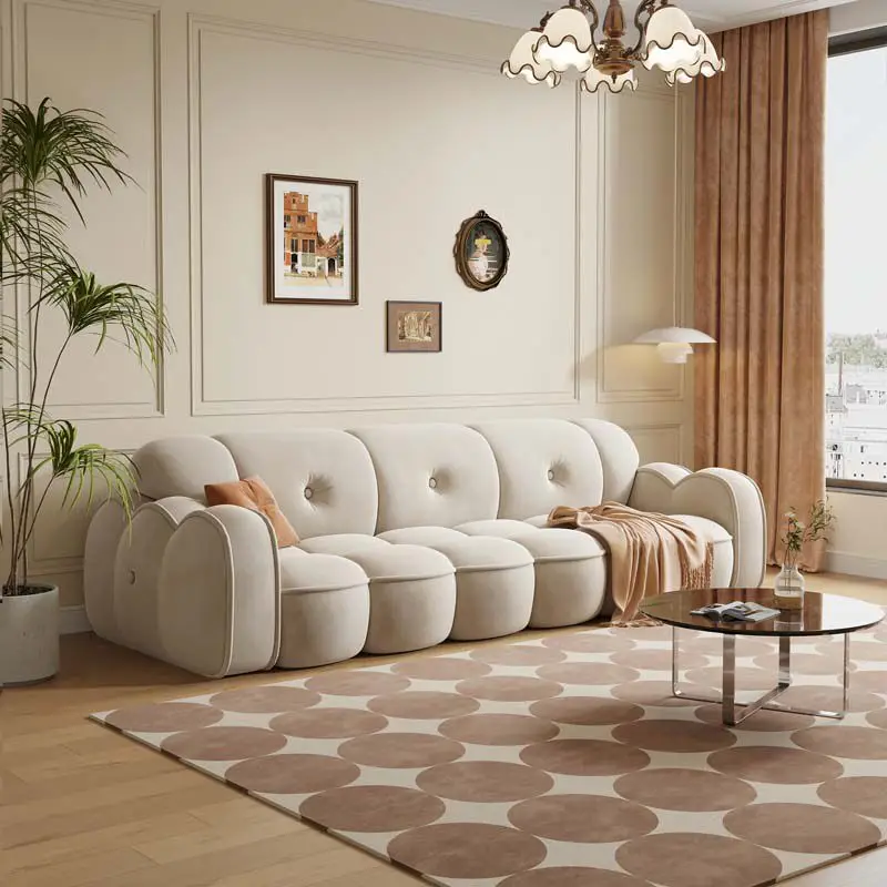 French cream wind cat scratching cloth living room small apartment brown retro marshmallow cloud flannel Internet celebrity
