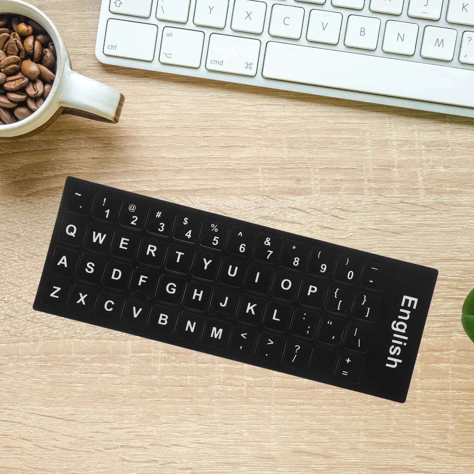 

6pcs Keyboard Stickers English Language Replacement For Laptop Computer Keys White Lettering Universal Fit No Residue Easy