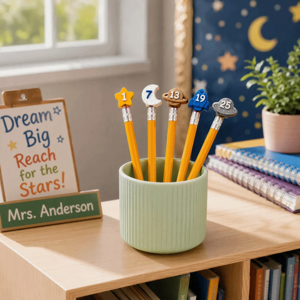 Picture 6: 30Pcs Non-Slip Numbered Pencil Toppers Cartoon 1-30 Number Pencil Caps Reusable Durable Pencil Tracking Markers Teachers