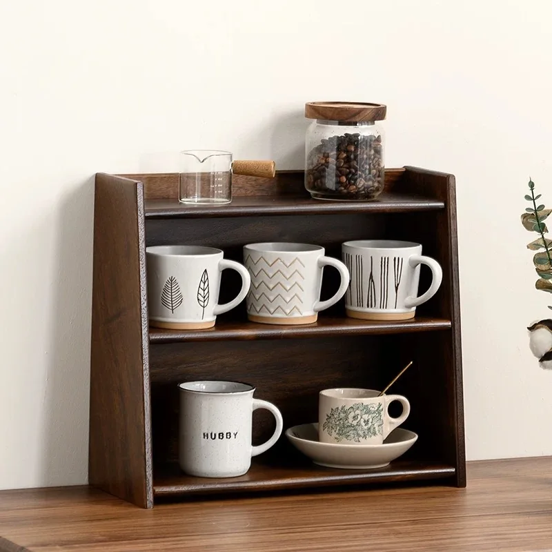 Walnut cup holder, desktop storage rack, water cup, tea cup, mug, coffee cup, tea set rack, storage rack.