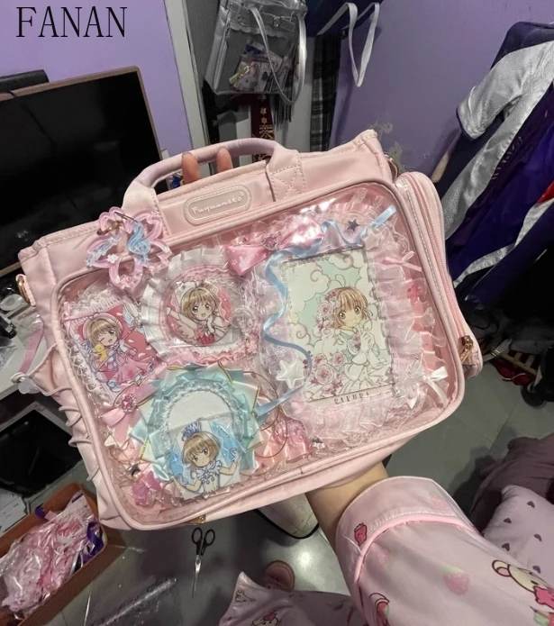 

Lolita Style Double Shoulder Large Capacity Hand Bag Sweet and Cute 2025 New Womens Handbags Casual Elegant Top-Handle Bags