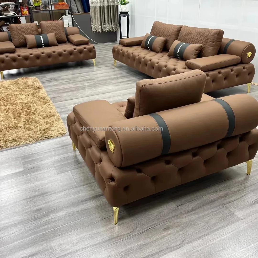 

Hotel Furniture Italian Nubuck Leather Sofas and Couches Tufted Chesterfield Leather Sofa