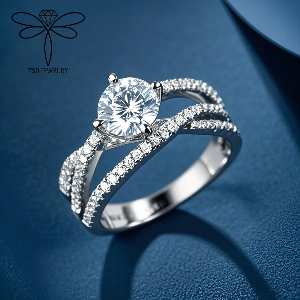 

1 Carat D Color Original 100% Moissanite 925 Sterling Silver Rings Solitaire Diamond Sparkling Multi Color Women Wedding Jewelry