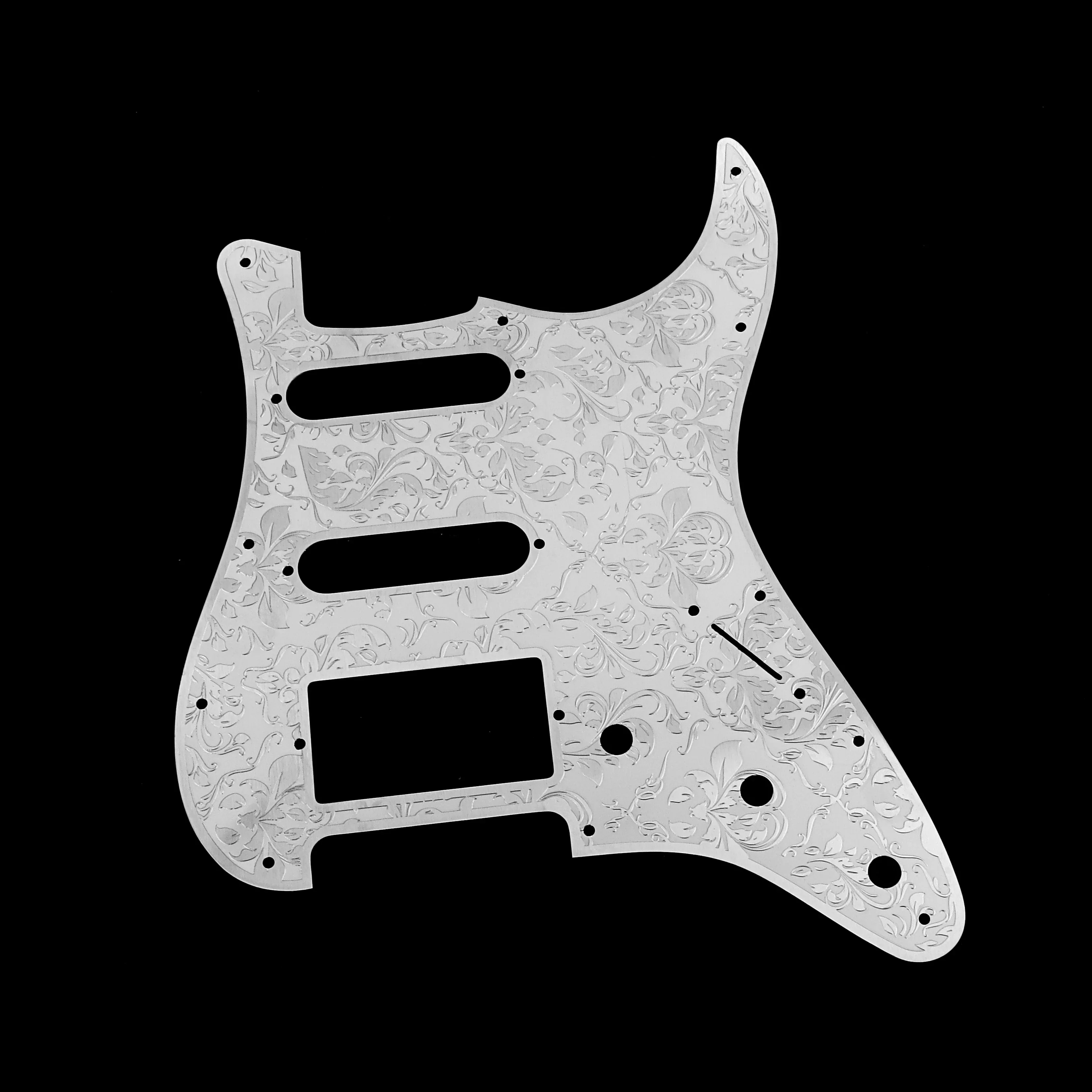 جيتار منقوش باللون الفضي - درع معدني بتكوين SSH للقيثارات على طراز ستراتوكاستر، تصميم مثبت مسطح #2