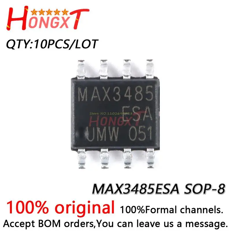 10PCS 100% NEW UMW MAX3485ESA SOP-8 half duplex RS485/RS422 transceiver chip.