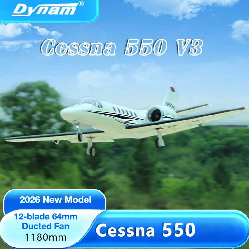 Dynam Cessna 550 V3 Twin 12-Blade 64mm Ducted Fixed-Wing Model Aircraft Airliner With LED Lights Ground And Air Correction SPNP