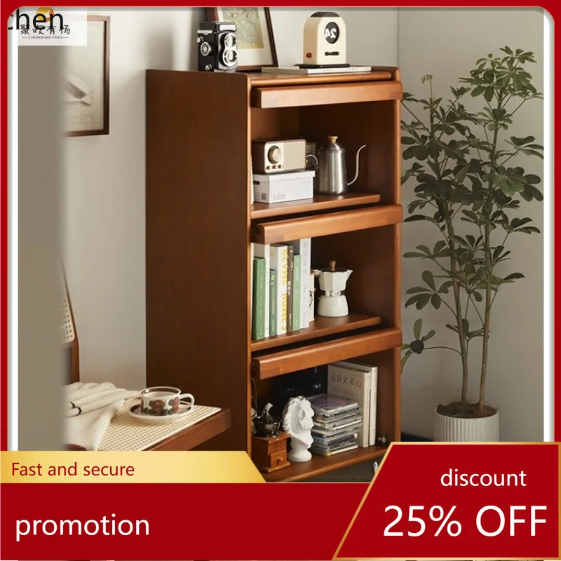 

HXL Solid Wood Bookcase Glass Display Magazine Cabinet Storage Floor Cabinet