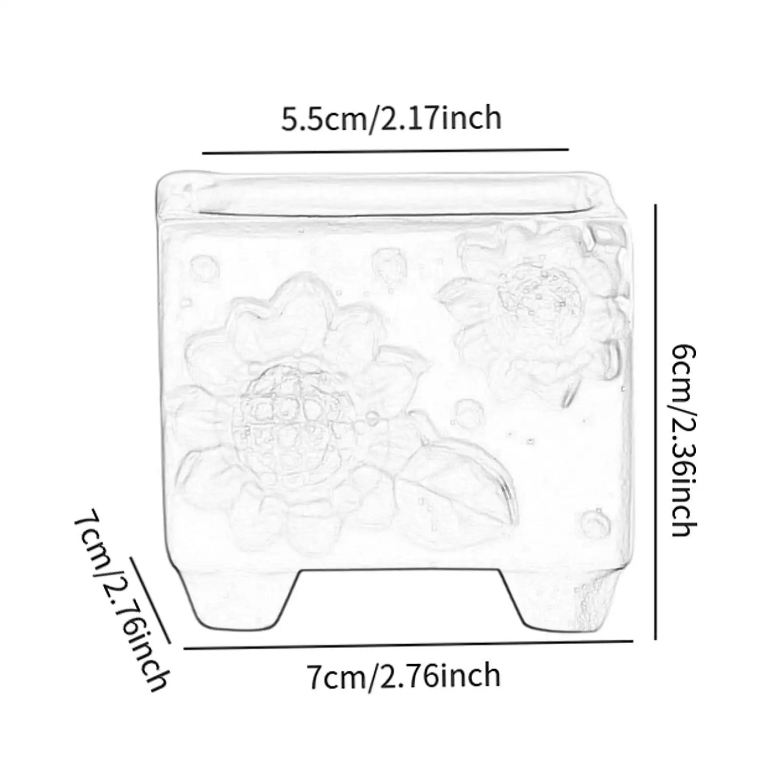 Ceramic Sunflower Planter Small Square Flower Pot for Farmhouse Table Office