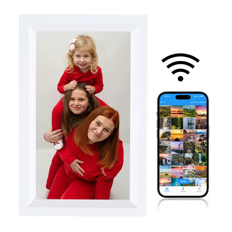 إطارات صور إلكترونية 7 بوصة 2000 مللي أمبير في الساعة لتشغيل الصور والفيديو إطارات صور رقمية WIFI P2P هدية عمل للمكتب