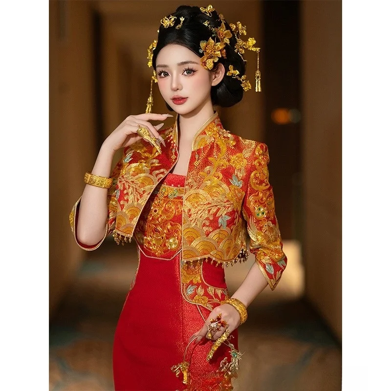 

New Chinese-style cheongsam toasting wedding dress morning gown