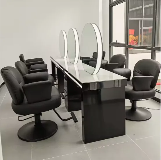 Meidusa M-96 EU Plug Salon Furniture Equipment Barber Spa Hairdressing Led Station Beauty Double Sided Mirrors Sponge For Salon