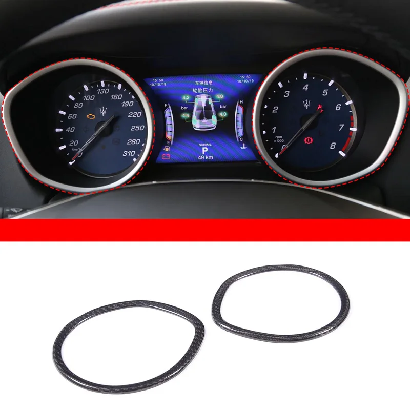 2 Pcs Real Carbon Fiber Styling Dashboard Gauge Ring Set Trim Stickers For Maserati Ghibli 2014-2019 Auto Interior Accessories