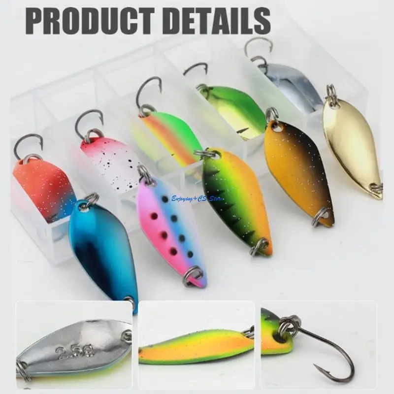 

Y51D 10Pcs Fishing Spoons Lures Single Hook Set, Spoons Hard Fishing Lures, Metal Fishing Lures, Fishing Sequins Lures Baits