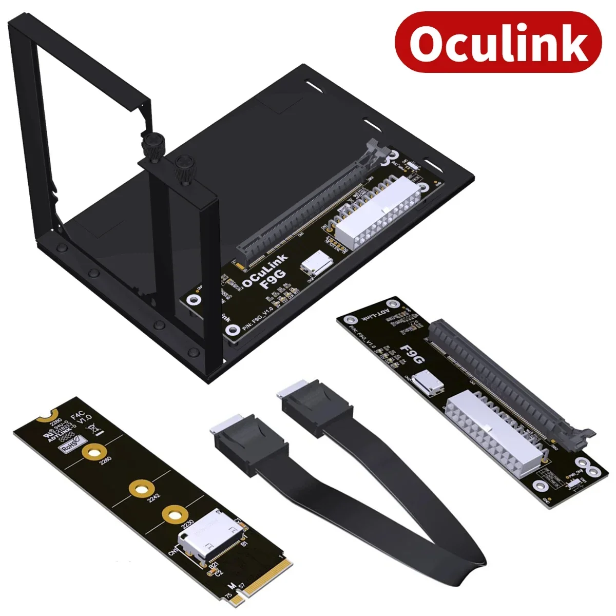 PCIe 4.0 F9G 64Gbps OCuLink 노트북 외장 그래픽 카드 GPU 독 비디오 카드, M.2 NVMe-SFF-8612 Oculink eGPU 어댑터 카드