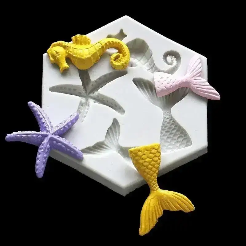 New Marine Life Mermaid Tail Silicone Mould Handmade Chocolate Fondant Sugar Craft Cake Decor Resin Clay Baking Accessory