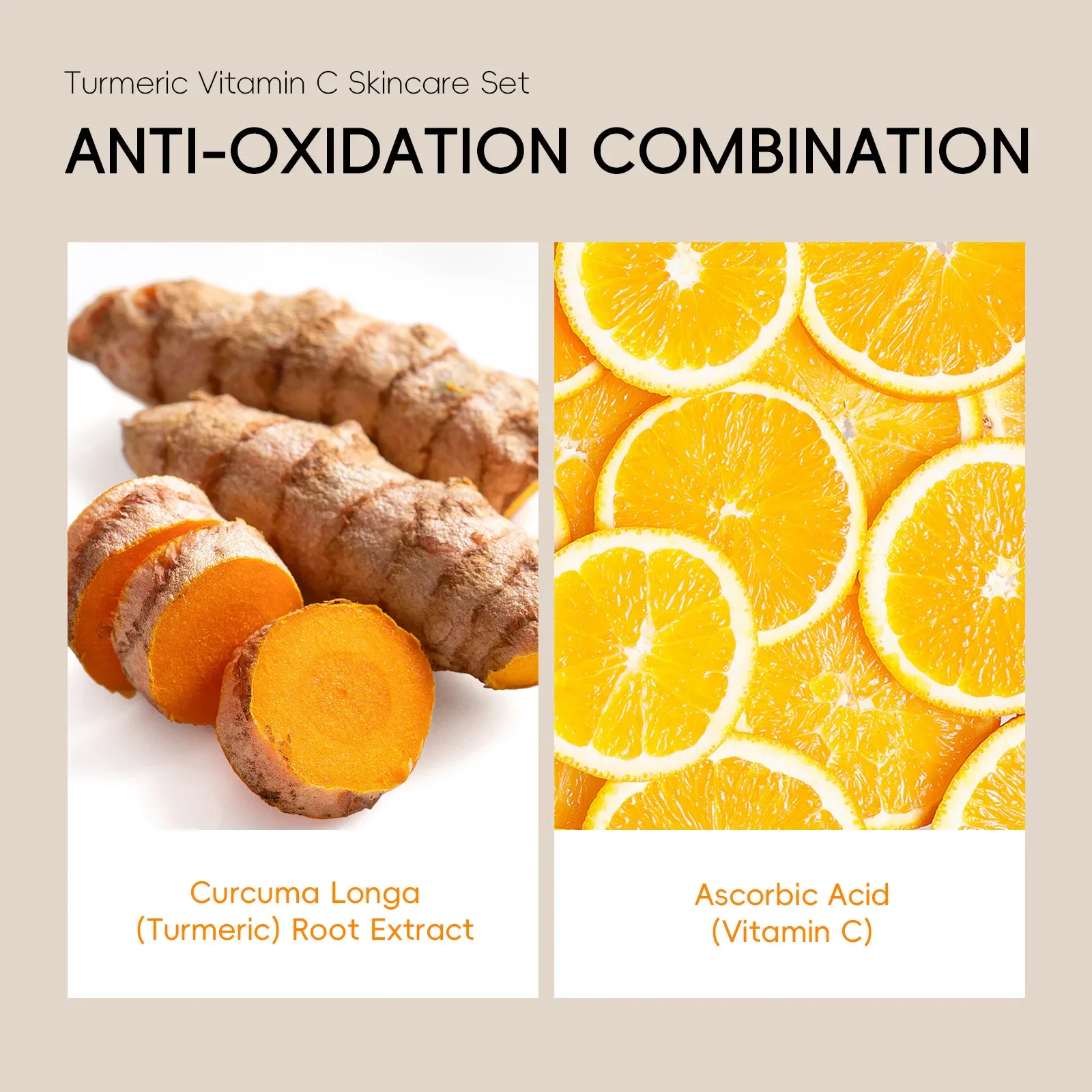 Turmeric Vitamin C Skincare Set 5pcs Face Wash Toner Essence Eye Treatment Moisturizer Hydrating Tightening Facial Care Kit