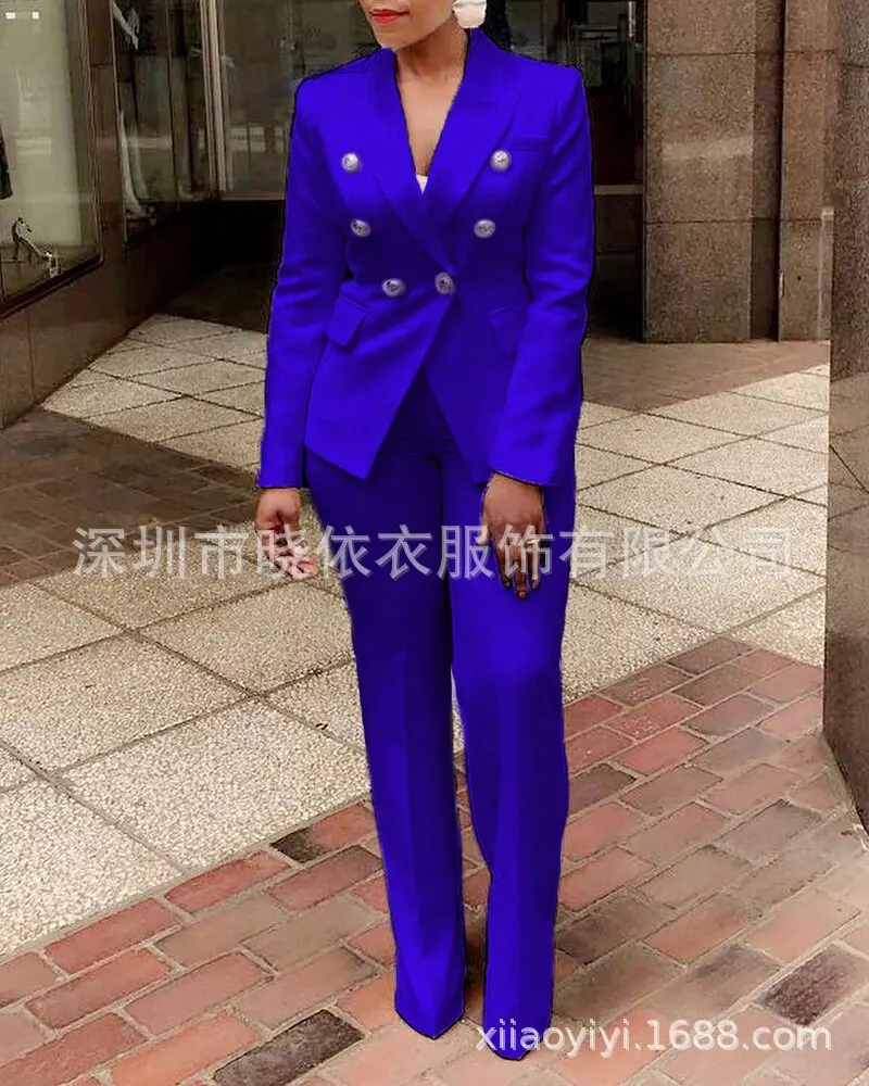 Pant Sets 2023 New High Waited Solid Color Small Suit Long Slept Pans Suit Ensemble Commanding Suit New Two Piece Woman Clothing