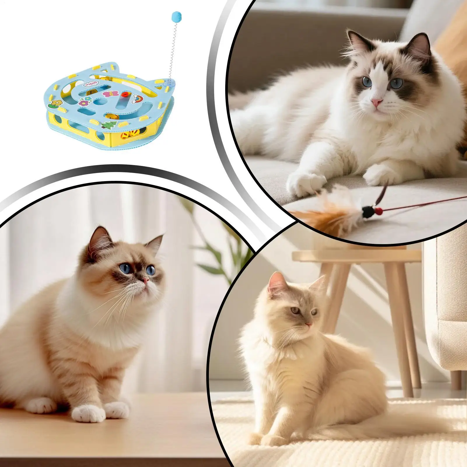 

Puzzles For Cats Maze Box With Jingle Balls And Teaser Cat Enrichment Toys For Home Living Room Play Area Apartment Behavior