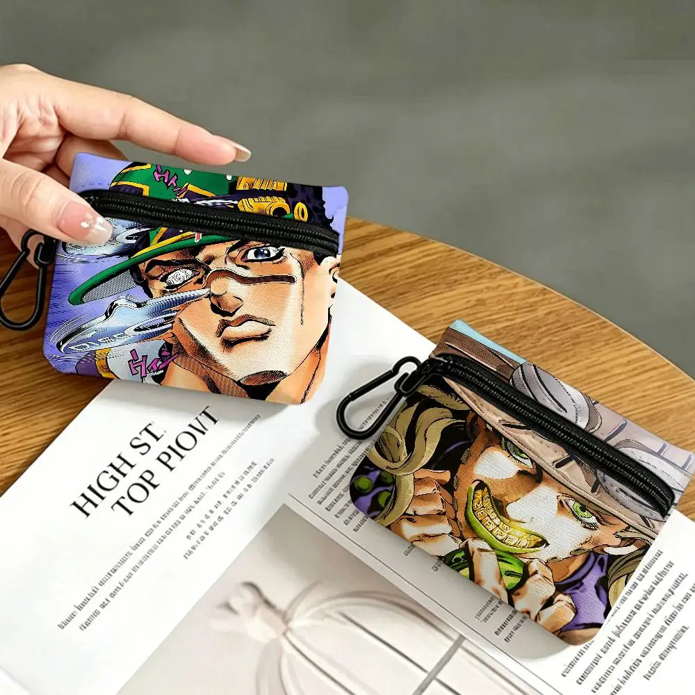 Anime J-Jojo's B-Bizarre A-Adventure Anti-fade Oxford Cloth Small Zipper Coin Bag Lightweight Hanging Wallet For Coins ID Cards