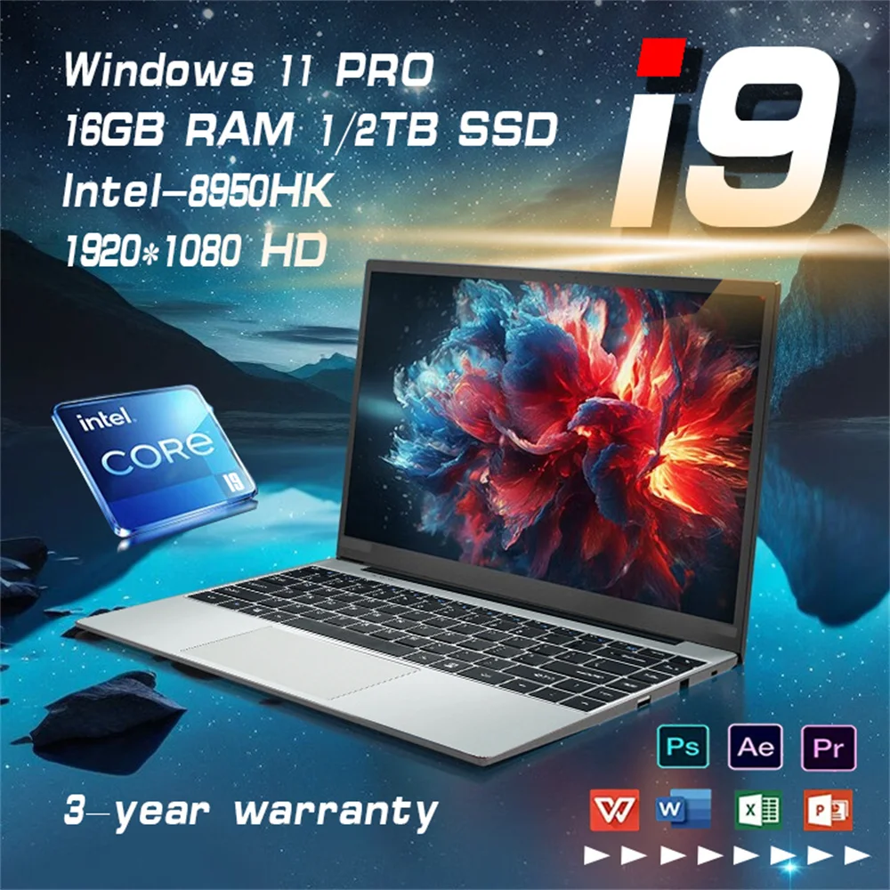 Ordinateur portable Windows 11 Pro Office, ordinateur portable, PC Gamer, Intel Core i9 8950Ian, 16 Go DDR4, 1 To, 2 To SSD, 14.1 pouces