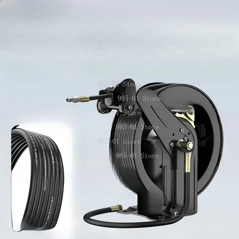 Automatic telescopic pipe reel with 35m steel wire water pipe, high pressure water drum winder for car washing equipment