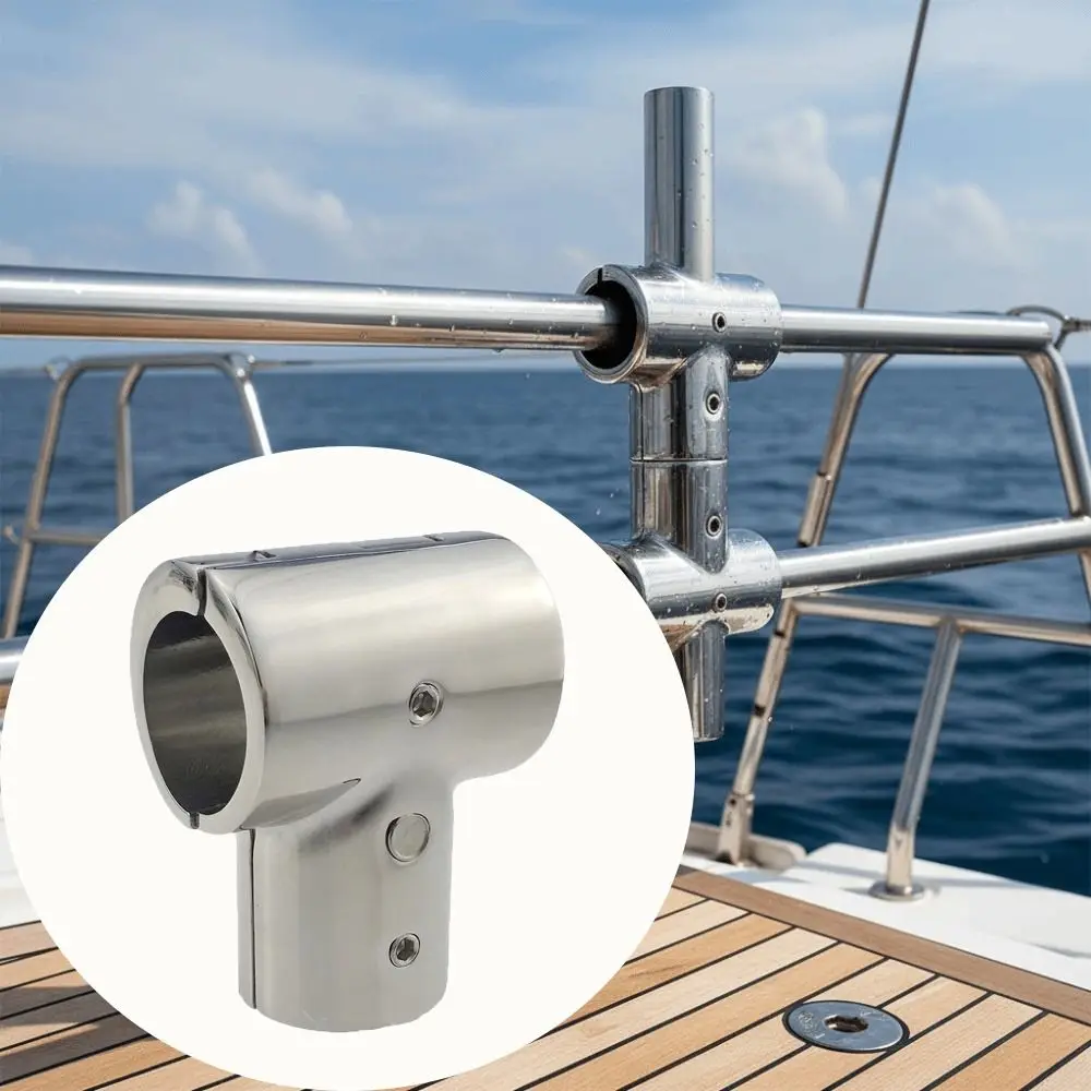 

316 Stainless Steel Boat Hand Rail Fittings Corrosion Resistant 90 Degree Stainless Steel Tee Heavy Duty Hinged Split