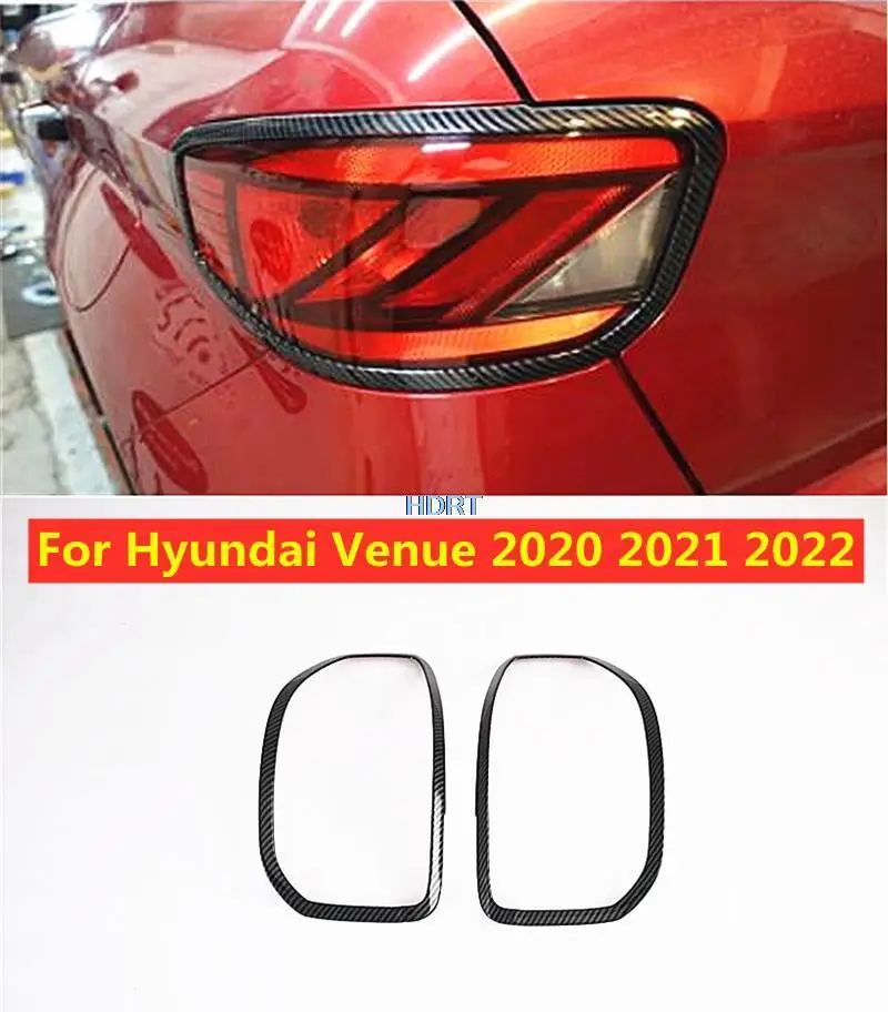 

2PCS Car Rear Tail Lamp Cover Trims Frame Carbon Fiber Taillight Decorative Fit For Hyundai Venue (IX25/Creta) 2020 2021 2022