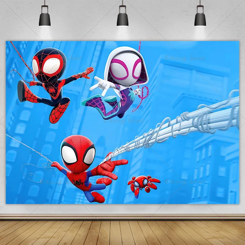 MARVEL Spidey And His Amazing Friends Banner fotografia sfondi sfondi per feste in tessuto vinilico per decorazioni per feste di compleanno per