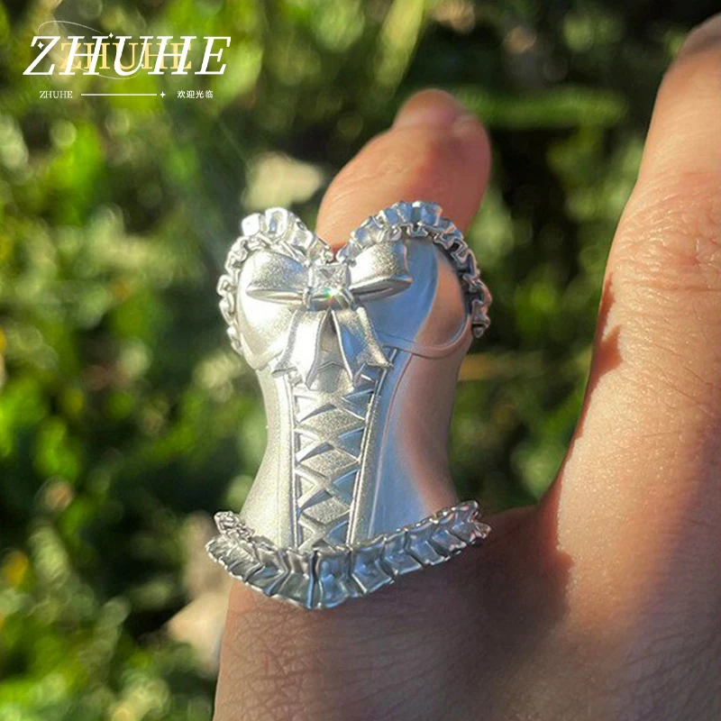 Dark Academia Frill Corset Joint Ring Copper Alloy Material Jewelry Accessories For Men Women Gothic Court Style Cosplay Party T