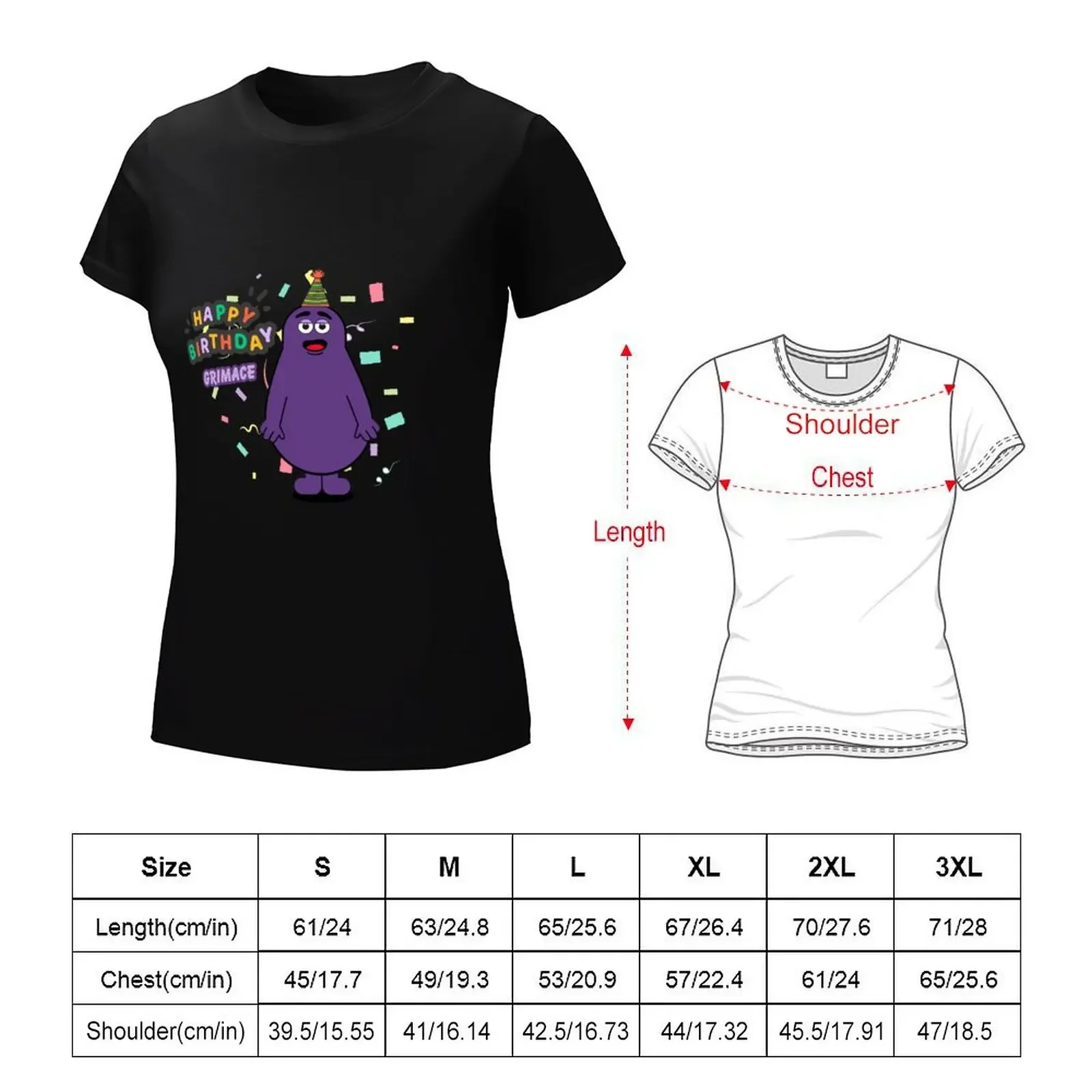 happy birthday grimace T-shirt lady clothes summer tops Women's summer blouses 2024