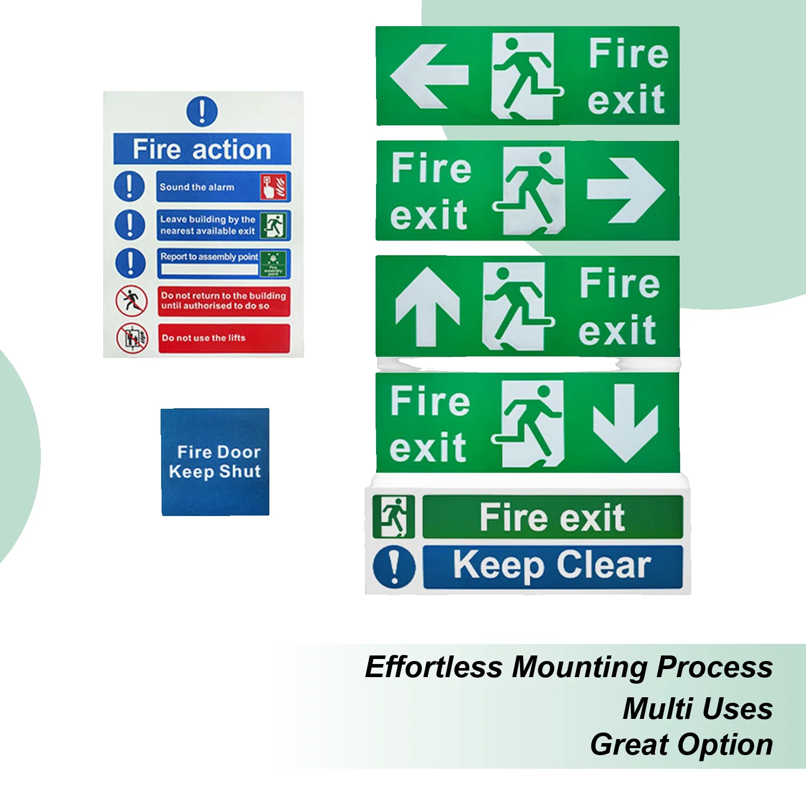 Fire Exit Fire Exit Decal Stickers UV Protected 7 Piece Fade Resistant Decal Survival Sticker For Industrial Outdoor Door Men