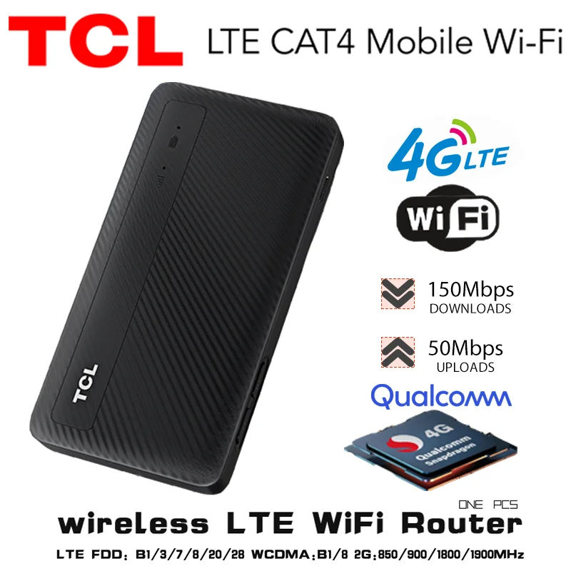 

TCL 4G Мобильный Wi-Fi-маршрутизатор 150 Мбит/с 4G LTE Беспроводной маршрутизатор, портативный карманный модем MiFi Мобильная точка доступа Wi-Fi со слотом для SIM-карты