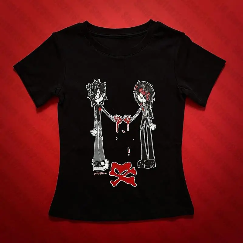 star girl y2k Baby tee Short Sleeve Top Street T-shirt Women's Punk anime T-shirt Women's 2023 Summer Top 90s vintage Gothic emo