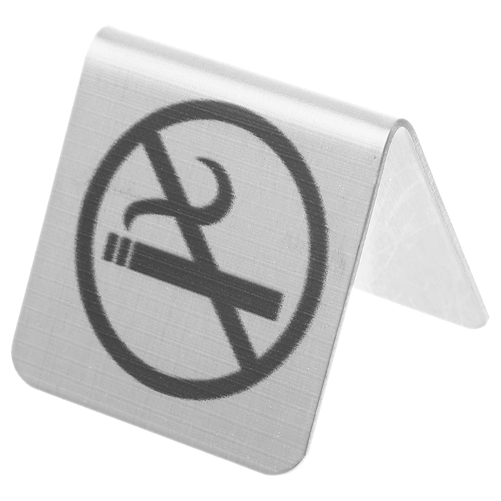 

Stainless Steel No Smoking Sign Double Sided Desk Signage for Office Restaurant Home Warning Symbol Visible Indicator