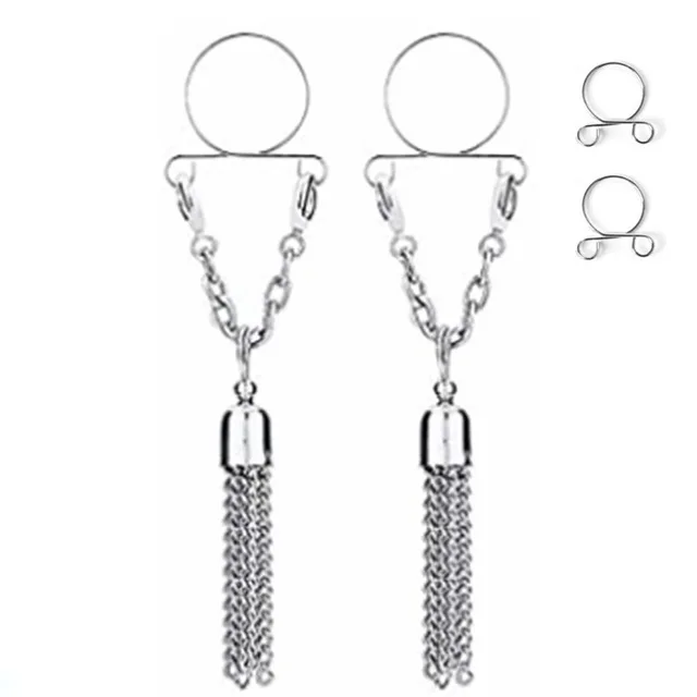 1 Paar sexy Quasten-Kristall-Schmetterlings-Anhänger, gefälschter Nippelring für Frauen und Mädchen, verstellbarer künstlicher Nippel-Piercing-Körperschmuck