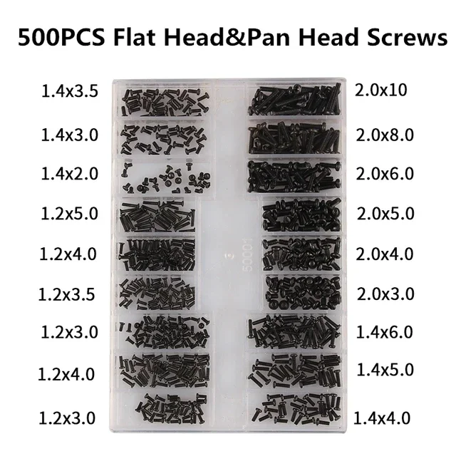 500 STKS 18 Size Laptop Notebook Tiny Computer Vervanging Elektronische Schroeven Assortiment Reparatieset Platte Kop Mini Schroef Set