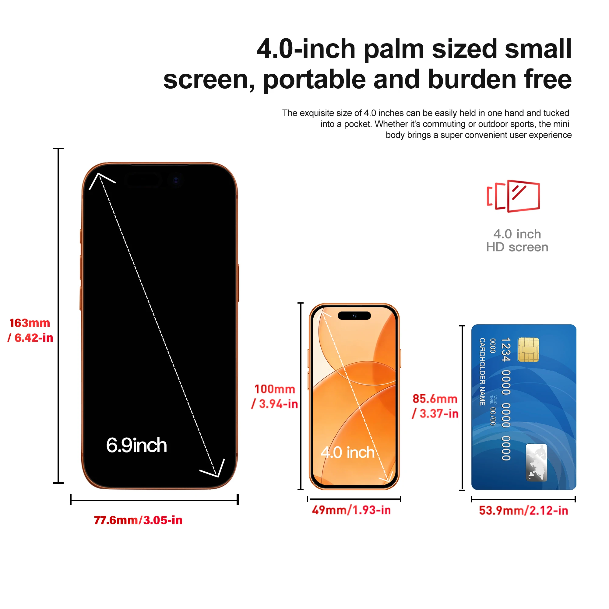 SERVO 4G LTE Mini Smart Mobile Phone Android12.0 OS 2GB+16GB WhatsAPP Play Store WiFi Dual SIM Standby 4.0inch Pocket Smartphone