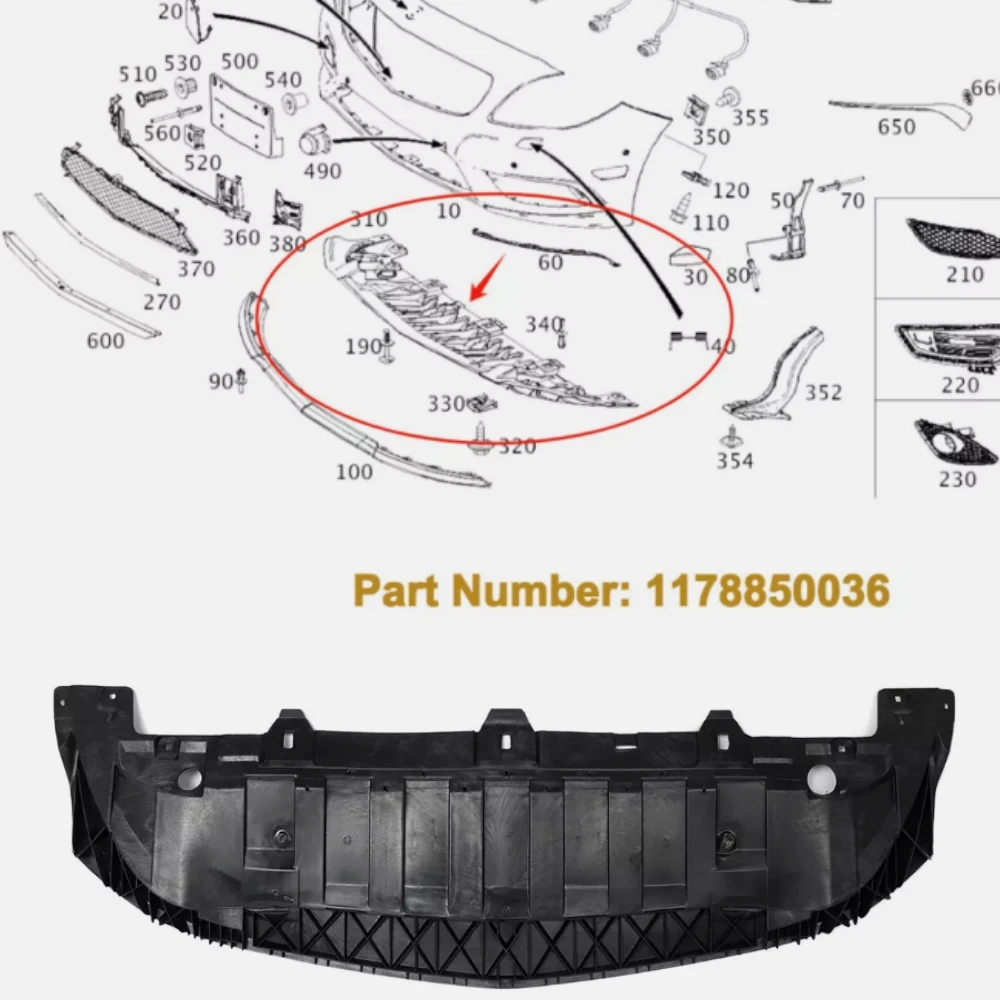 

Front Bumper Splash Shield Guard Cover A1178850036 For Mercedes-Benz GLA X156 W156 GLA250 2014-2016